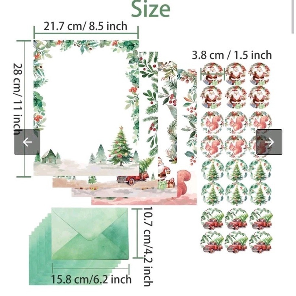168Pcs Christmas Stationery Set 8.5x11 Letter Paper Envelopes Stickers Holiday